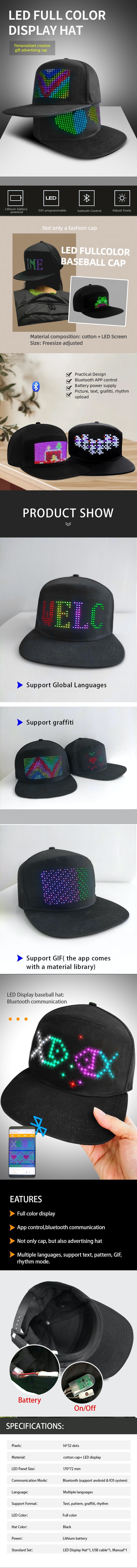 LED Fullcolor Cap -unwashable