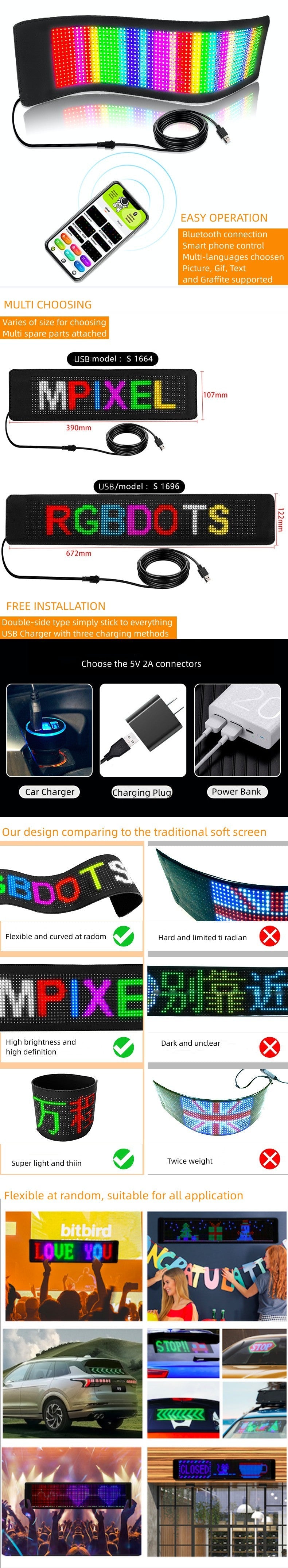 LED Soft Mini Screen -USB Charger